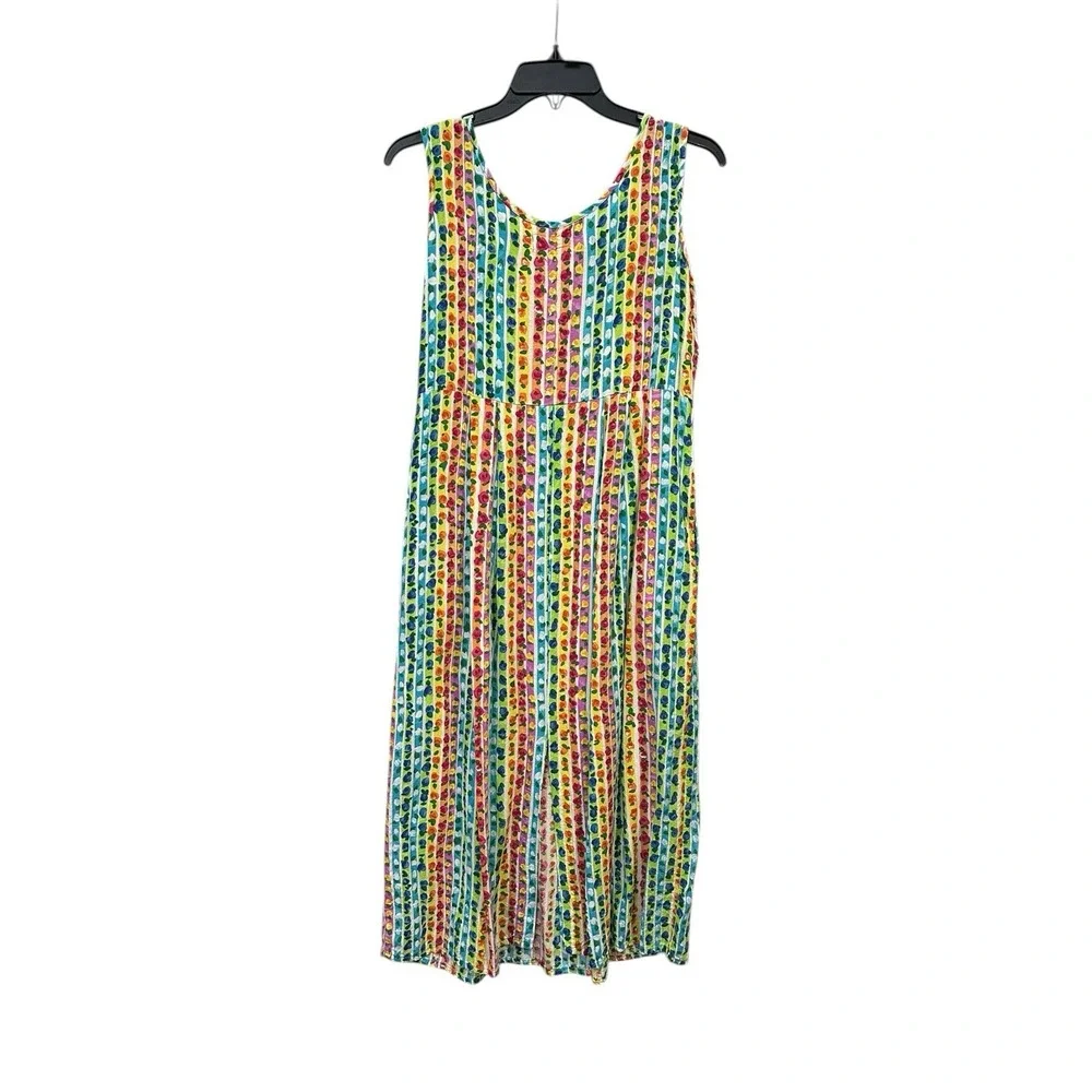 Jams World Dress Womens Small Floral Maxi Pockets Colorful Rainbow 90s #Z6-8 - Picture 6 of 7